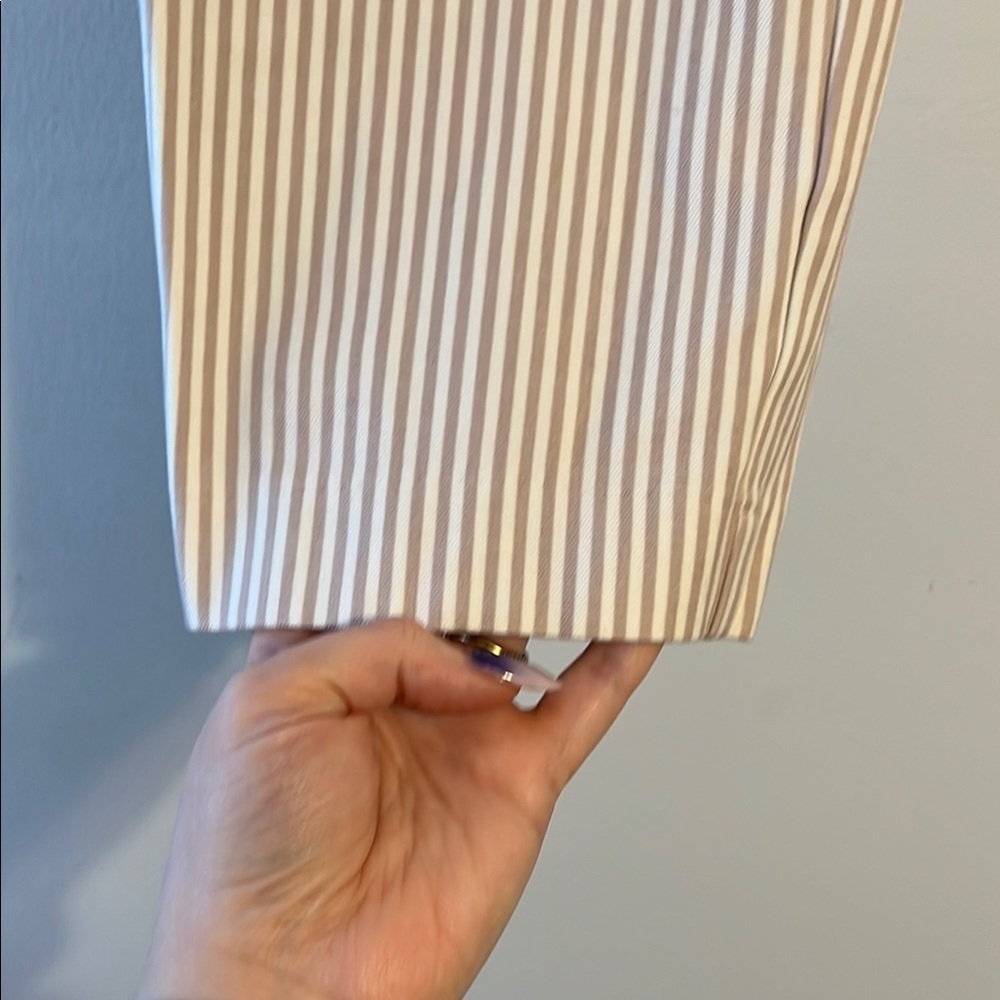 a new day Pull on pants White and Tan thin vertical stripes neutral classic - Picture 5 of 12